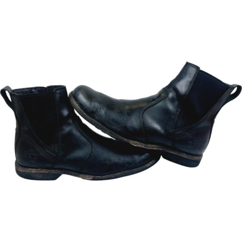 Timberland Men's Black Leather Side Zip Gore Tex Classic Ankle Moto Boots Sz 8.5